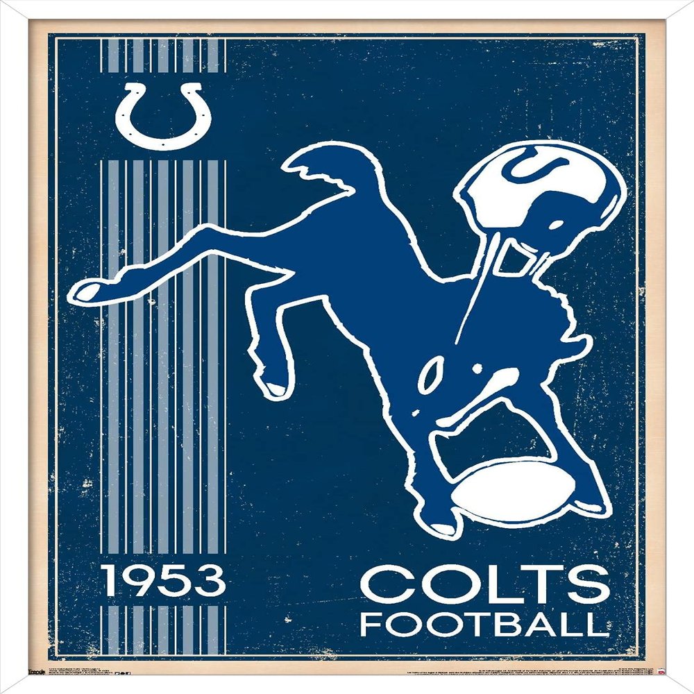 Trends International NFL Indianapolis Colts - Retro Logo 14 Wall Poster, 22.375" x 34", White Framed Version