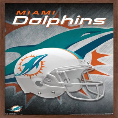 Trends International NFL Miami Dolphins - Helmet 18 Wall Poster, 22.375" x 34", Mahogany Framed Version