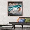Trends International NFL Miami Dolphins - Helmet 18 Wall Poster, 22.375" x 34", Mahogany Framed Version view 2
