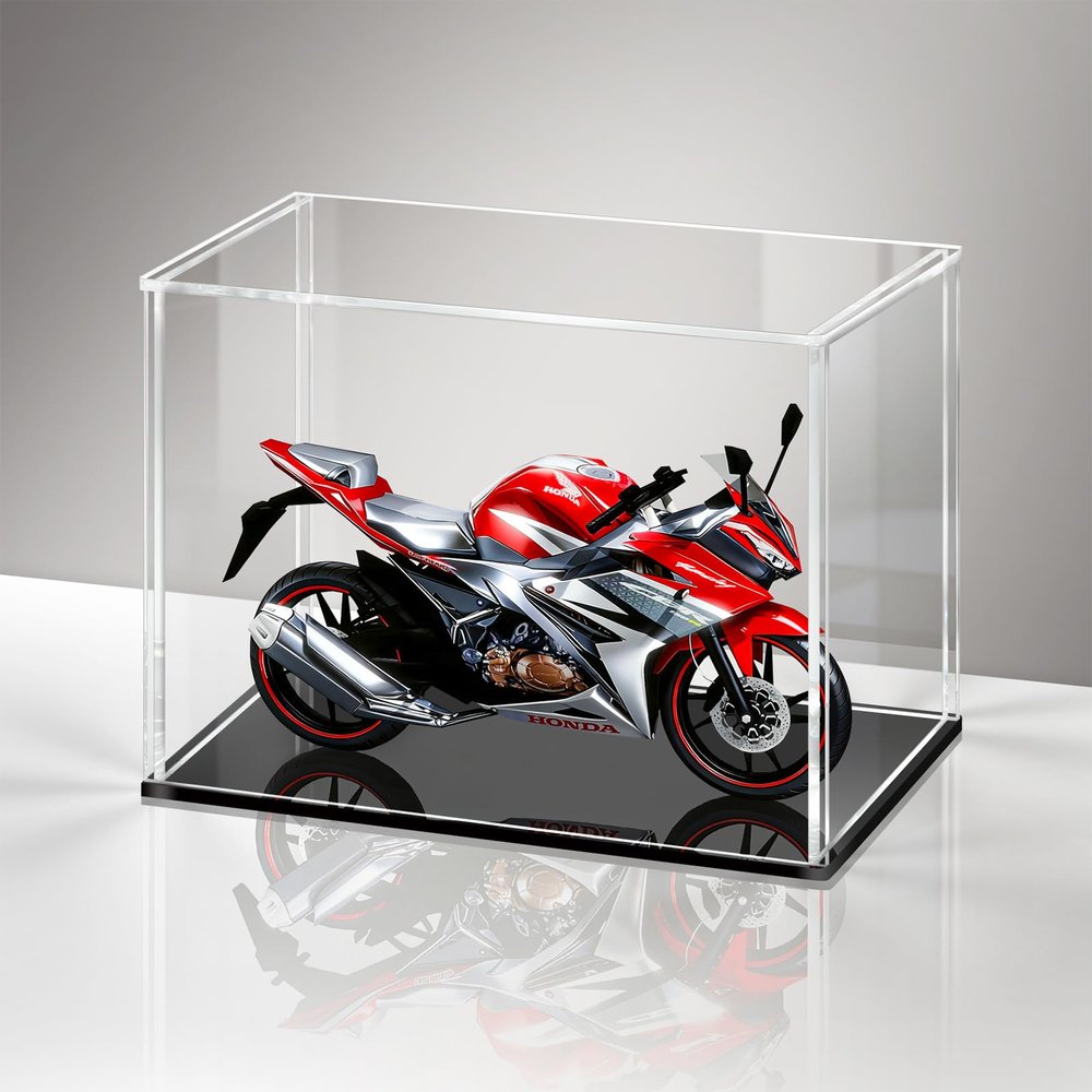 LASOA Acrylic Display Case, Display Box for Collectibles, Figures, Memorabilia, Clear Showcase with Black Base, Self-Assembly Display Container, 7x4.7x6inch
