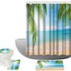 Amagical Palm and Tropical Sea Beach Decor 16 Piece Bathroom Mat Set Shower Curtain Set Bath Mat Contour Mat Toilet Cover Shower Curtain and 12 Hooks (Tropical Beach) view 1