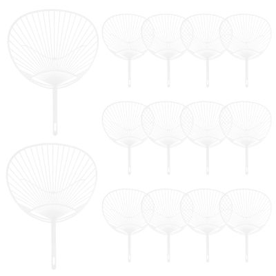 20pcs White Fan Uchiwa DIY Kit - Hand-Held Plastic Fan Framework for Crafts, Weddings, Parties, and Events