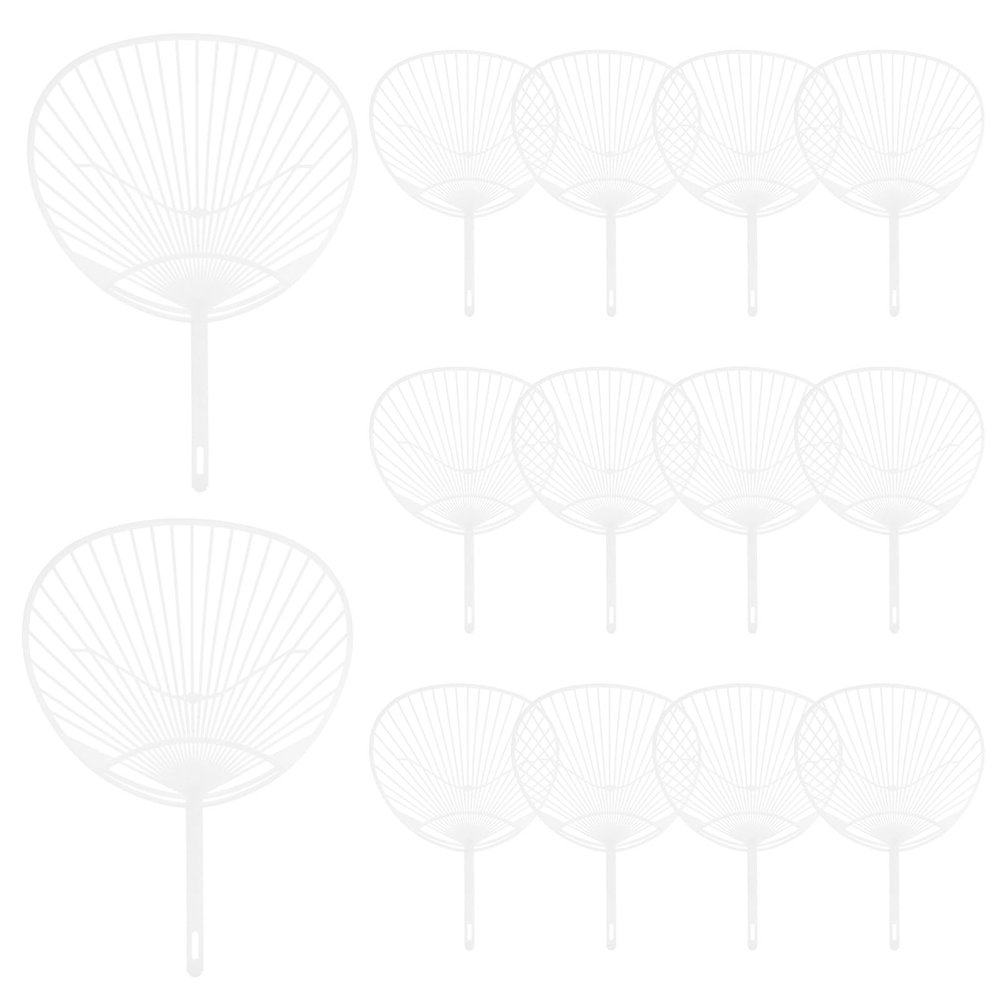 20pcs White Fan Uchiwa DIY Kit - Hand-Held Plastic Fan Framework for Crafts, Weddings, Parties, and Events