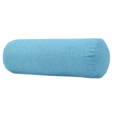 Cotton and Linen Long Cervical Pillow Solid Color Round Cervical Pillow Sofa Cushion Round Neck Bolster Pillows (Peacock Blue, 1040cm)