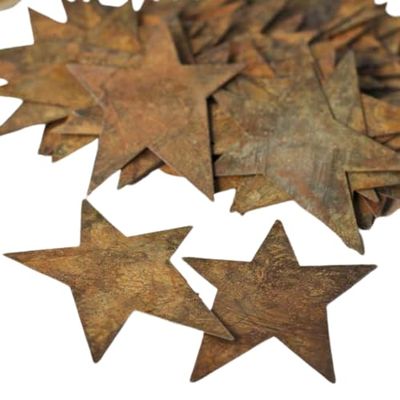 Pack of 12 Rusty Tin Star Cutouts - Rusted Metal Stars for DIY Crafts - Primitive, Rustic Country, Farmhouse DIY Crafts and Decorative Accents (Size: 3 inch Long x 2 inch Wide)