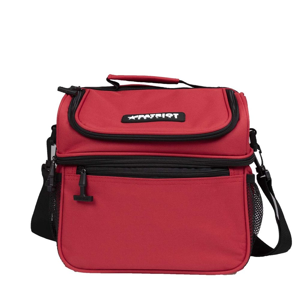 Patriot Coolers Duo Lunch Bag - 15 Can Lunch Cooler With Dual Compartments And Convenient Carry Strap (Red)