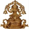 Exotic India Goddess Lakshmi with Elephants & Bells - Brass Statue view 1