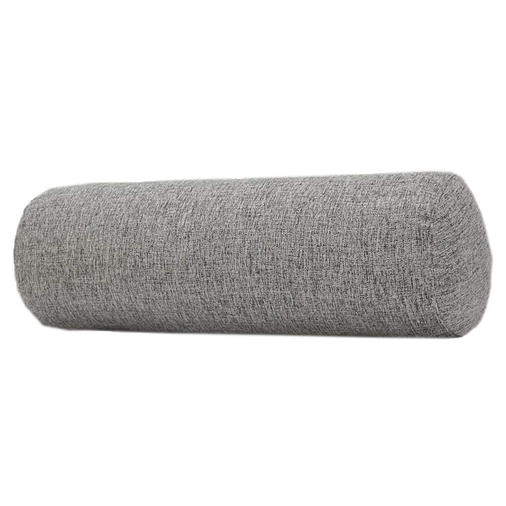 Cotton and Linen Long Cervical Pillow Solid Color Round Cervical Pillow Sofa Cushion Round Neck Bolster Pillows (Gray, 1040cm)