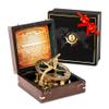 Antiqula 5 inch Large Sundial Compass with Wooden Rosewood Box, Perfectly Calibrated Steampunk Antique Brass Sundial Clock with Chart for Guidance, Ideal Nautical & Vintage Gift for Men view 1