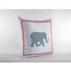 Amrita Sen Designs Light Elephant Suede Blown and Closed Pillow Blue and Pink on White 18"x18" view 3
