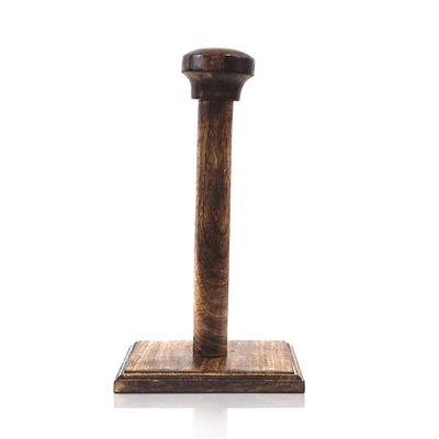 IOTC Helmet Wooden Stand, for Medieval Helmets, Assorted Colors, Hand Made (Black/Brown), 18"