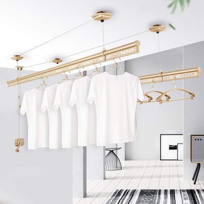 Drying rack Double Pole Ceiling Wall Pulley Airer Machine Hand Lifting Clothes Airer Dryer Balcony Clothesline Aluminum 150cm