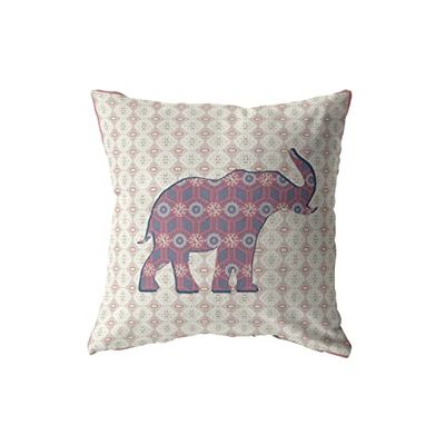 Amrita Sen Elephant Silhouette Suede Blown and Closed Pillow Magenta