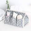 AKOAK 1 Pack Cotton Linen Paper Tissue Box Multi-Function Set Desktop Debris Remote Control Cosmetics Storage Box (Gray) view 2