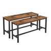 VASAGLE Dining Bench, Pair of 2, Industrial Style, Steel Frame, for Kitchen, Living Room, 12.8 x 42.5 x 19.7 Inches, Rustic Brown + BlackUKTB33X view 1