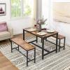 VASAGLE Dining Bench, Pair of 2, Industrial Style, Steel Frame, for Kitchen, Living Room, 12.8 x 42.5 x 19.7 Inches, Rustic Brown + BlackUKTB33X view 4