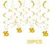 AimtoHome Party Swirl Decorations, Gold 16th Birthday Swirl Decoration, 16th Anniversary Ceiling Hanging Party Swirl Decoration, Pack of 30 view 1