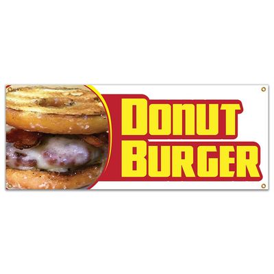 Donut Burger 48" Banner Concession Stand Food Truck Single Sided