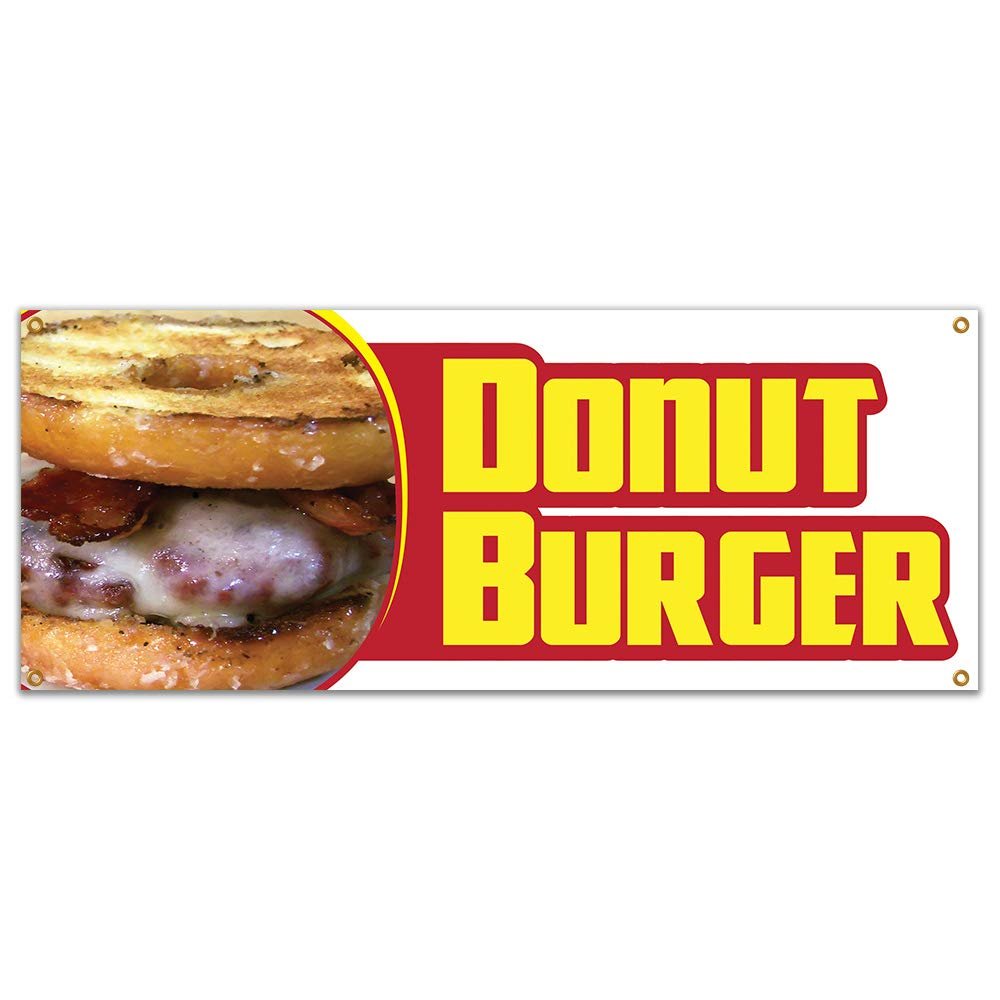 Donut Burger 48" Banner Concession Stand Food Truck Single Sided