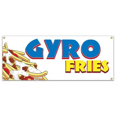 Gyro Fries 48" Banner Concession Stand Food Truck Single Sided
