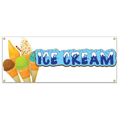 Ice Cream 48" Banner Concession Stand Food Truck Single Sided