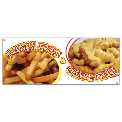 French Fries and Cheese Fries 48" Banner Concession Stand Food Truck Single Sided