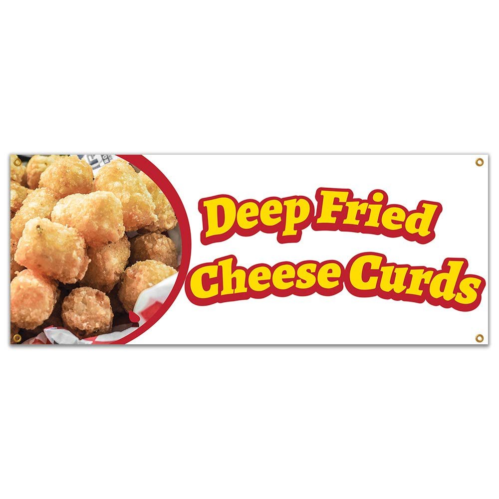 Deep Fried Cheese Curds 48" Banner Concession Stand Food Truck Single Sided