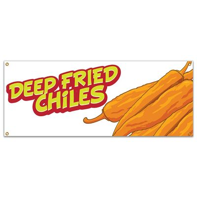 Deep Fried Chiles 48" Banner Concession Stand Food Truck Single Sided