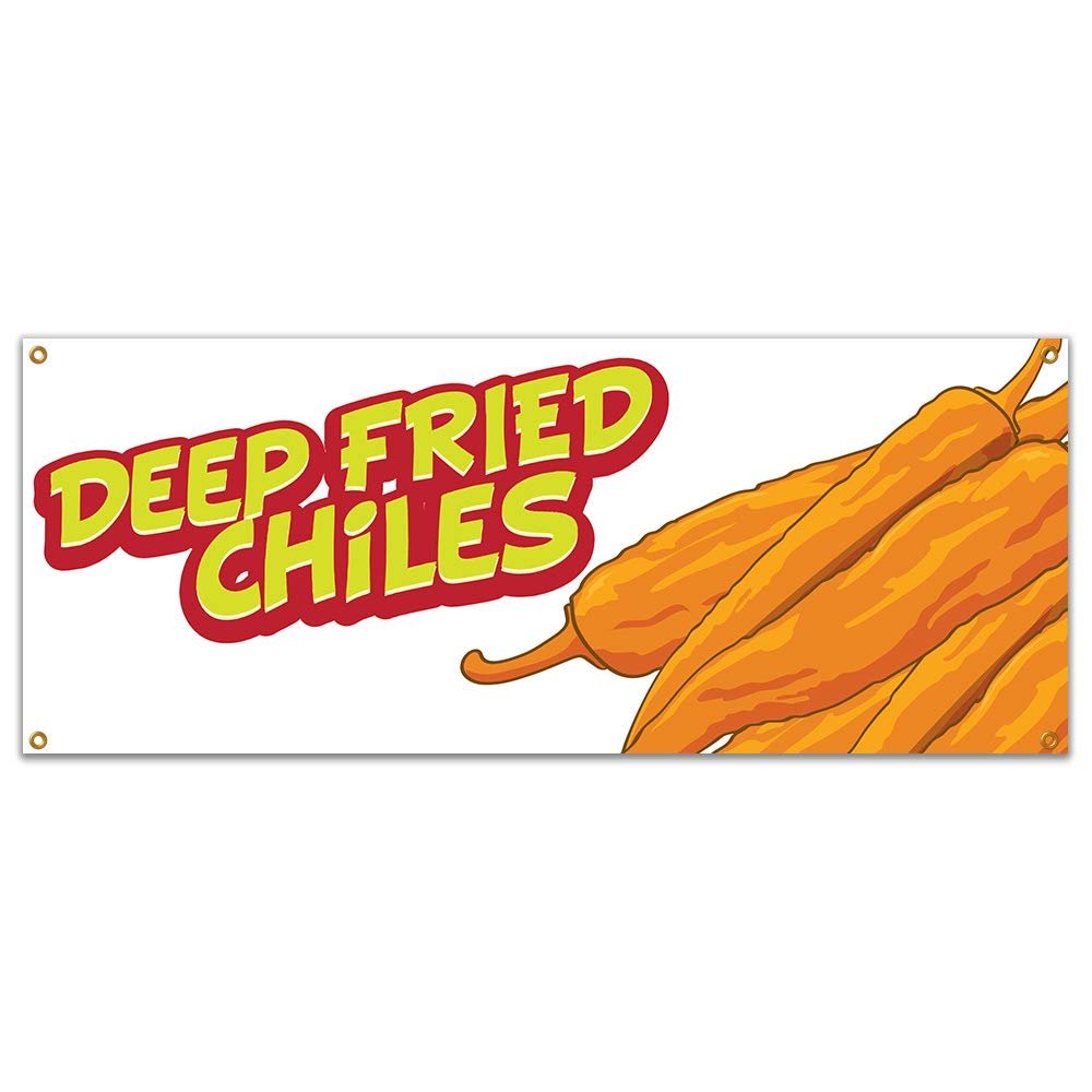 Deep Fried Chiles 48" Banner Concession Stand Food Truck Single Sided