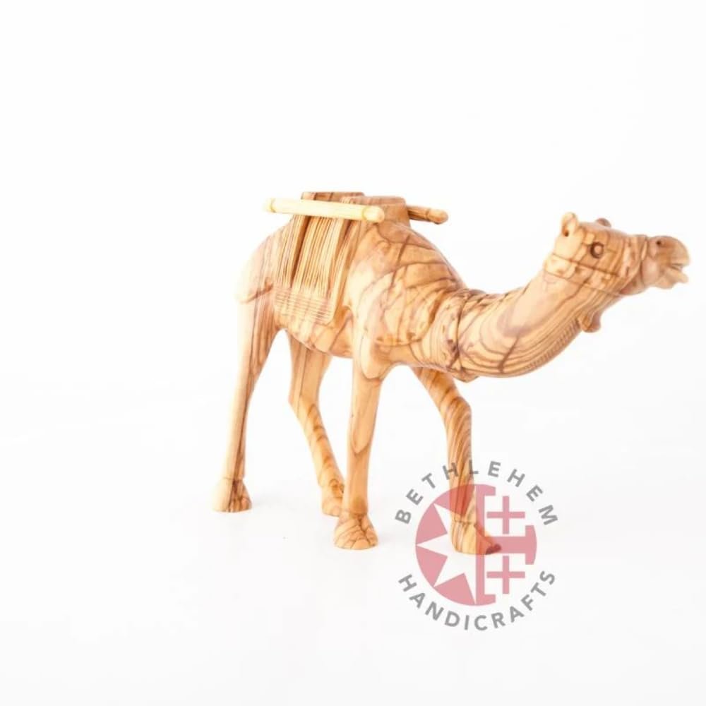 Bethlehem Handicrafts Wooden Carved Camel with Harness