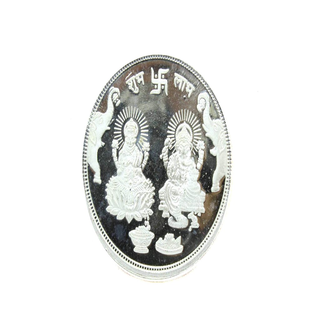 Rajasthan Gems Religious 999 fine Silver Coin Goddess Laxmi God Ganesha Shree with Box Gift