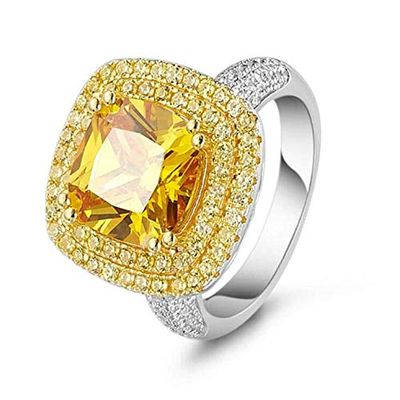 Bansriracha uxury Jewelry 925 Sterling Silver Cushion Shape Handmade 5A Yellow&White Cubic Zirconia Pave Wedding Women Ring Gift (8)