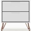 Manhattan Comfort Rockefeller Nightstand with Drawers, Mid Century Modern Bedside Table, Minimalist Display and Storage Organizer, Ideal for Bedroom and Living Room, White view 3