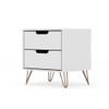 Manhattan Comfort Rockefeller Nightstand with Drawers, Mid Century Modern Bedside Table, Minimalist Display and Storage Organizer, Ideal for Bedroom and Living Room, White view 4