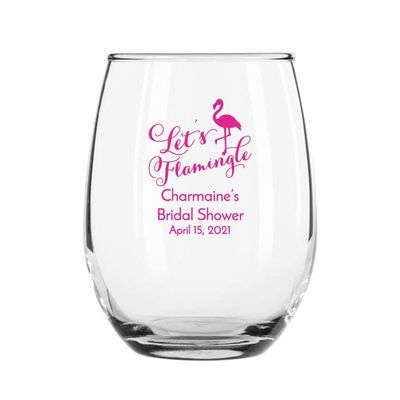144 Pack Let's Flamingle Fuchsia Stemless 9 oz Wine Glass