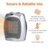 Amazon Basics Ceramic Space Heater, Portable Indoor Heating Solution, With Overheat and Tip-Over Protection, Thermostat, Non-Oscillating, 1500W, Fast Heating, 7.52"D x 6.34"W x 9.45"H, Silver view 2