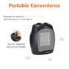 Amazon Basics Ceramic Space Heater, Portable Indoor Heating Solution, With Overheat and Tip-Over Protection, Thermostat, Non-Oscillating, 1500W, 7.52"D x 6.34"W x 9.45"H, Black view 3
