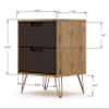Manhattan Comfort Rockefeller Nightstand with Drawers, Mid Century Modern Bedside Table, Minimalist Display and Storage Organizer, Ideal for Bedroom and Living Room, Nature/Textured Grey view 4