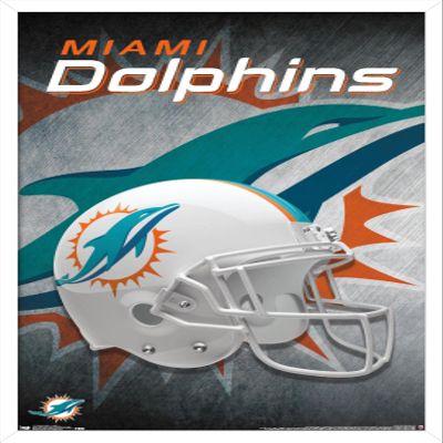 Trends International NFL Miami Dolphins - Helmet 18 Wall Poster, 22.375" x 34", White Framed Version