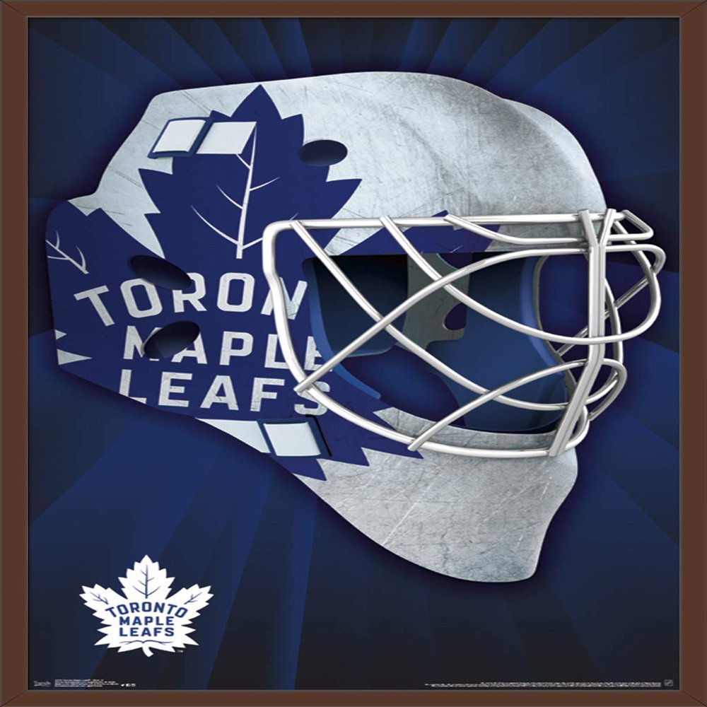 Trends International NHL Toronto Maple Leafs - Mask 16 Wall Poster, 22.375" x 34", Mahogany Framed Version