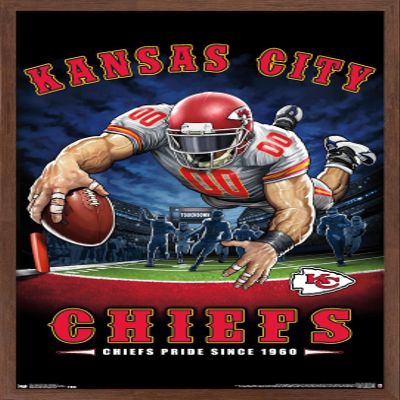 Trends International NFL Kansas City Chiefs - End Zone 17 Wall Poster, 22.375" x 34", Mahogany Framed Version