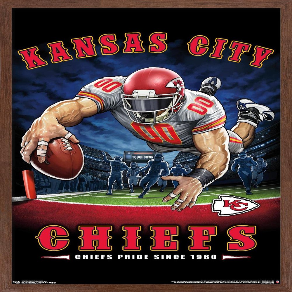 Trends International NFL Kansas City Chiefs - End Zone 17 Wall Poster, 22.375" x 34", Mahogany Framed Version