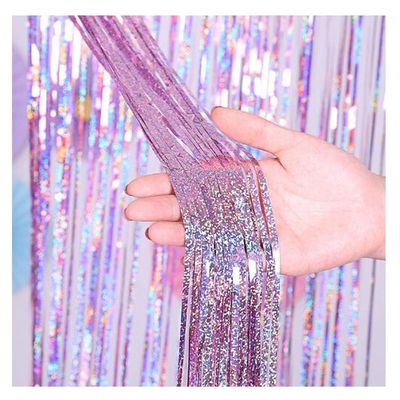 CENFRY 10pcs/lot 2MX1M Fashion Background Laser Rain Curtain DIY for Birthday Wedding Holiday Party Wall Decoration (Light Pink)