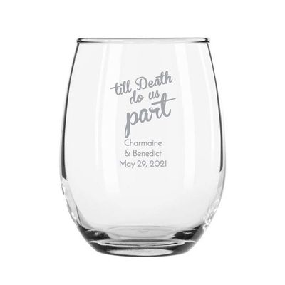 48 Pack Til Death Do Us Part Silver Stemless 9 oz Wine Glass