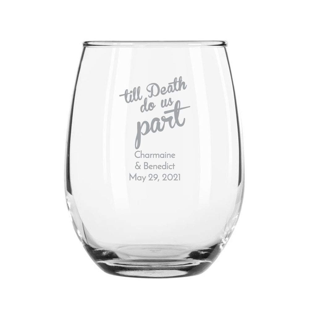 48 Pack Til Death Do Us Part Silver Stemless 9 oz Wine Glass