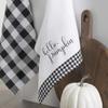 Elrene Home Fashions Farmhouse Living Fall Hello Pumpkin and Check Kitchen Towel Set, 18" x 28", Black/White view 3