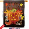 Evil Halloween Pumpkin House Flags 2 pcs Pack Falltime Witch Trick or Treat Spooky Night Black Cat Season Autumntime Small Decorative Gift Yard Banner Double-Sided Made In USA 28 X 40 view 2