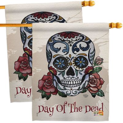Ornament Collection HP191026-BOAE Day of The Dead Fall Halloween Impressions Decorative Vertical 28" x 40" Double Sided 2 pcs House Flags Pack