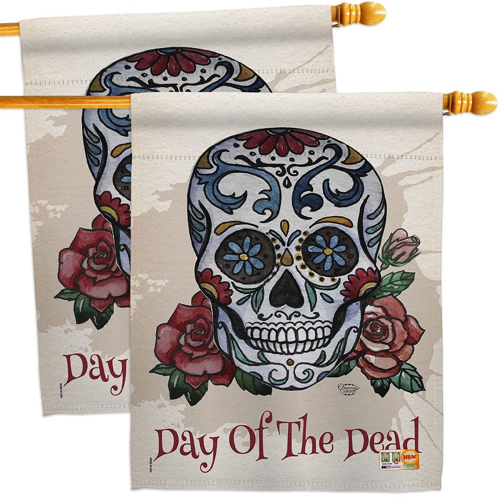 Ornament Collection HP191026-BOAE Day of The Dead Fall Halloween Impressions Decorative Vertical 28" x 40" Double Sided 2 pcs House Flags Pack