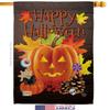 Evil Halloween Pumpkin House Flags 2 pcs Pack Falltime Witch Trick or Treat Spooky Night Black Cat Season Autumntime Small Decorative Gift Yard Banner Made In USA 28 X 40 view 2